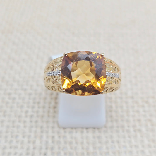 Ring Citrin 375 9 KT Gold Gr. 57