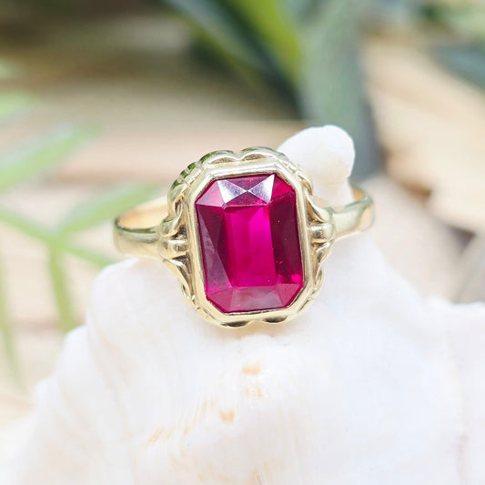 Ring 585 14 KT Gold roter Spinell Gr. 59 (18,8mm)