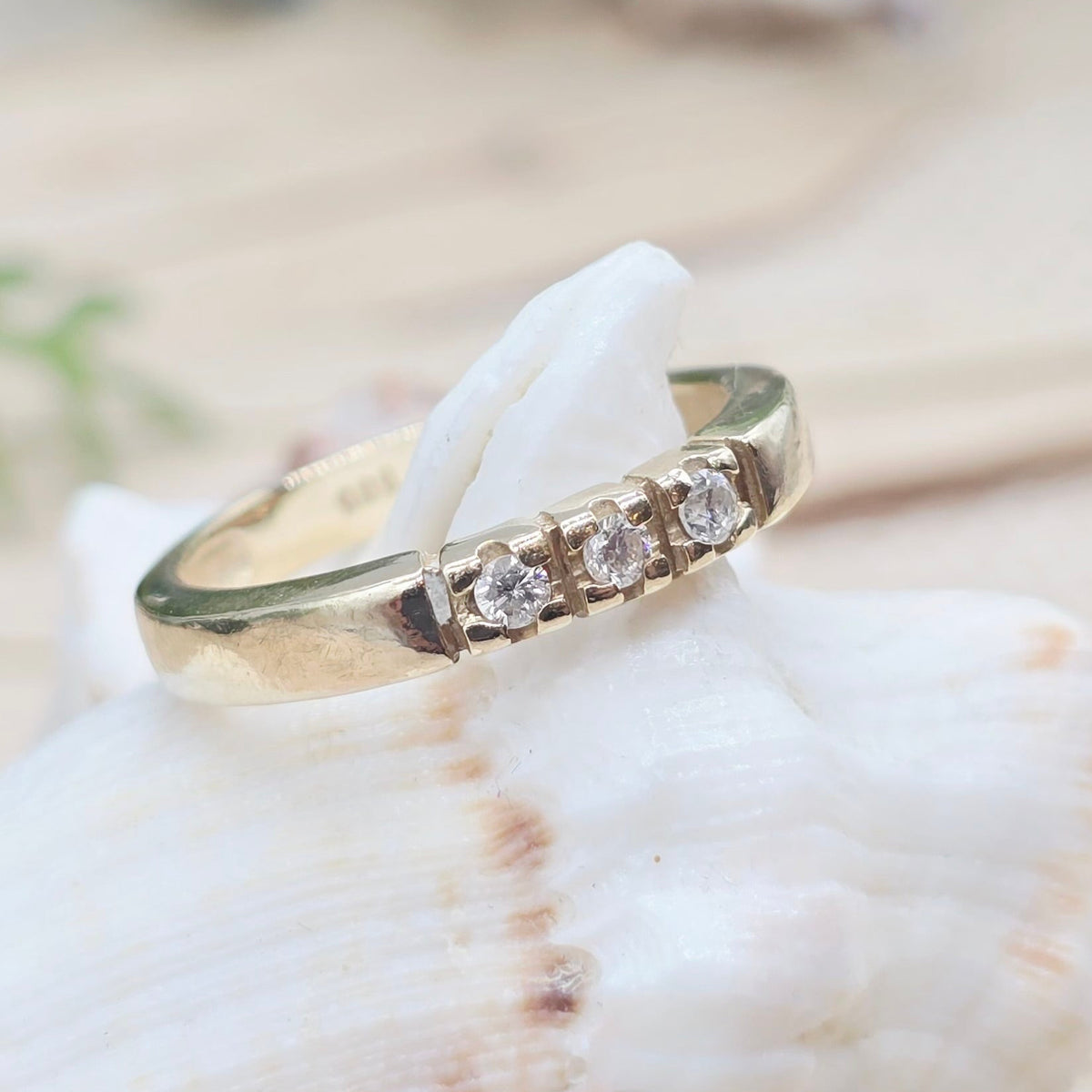 Gold Ring 3 Brillanten 585 14KT rotgold Gr: 55 (17,5mm) 2,88g