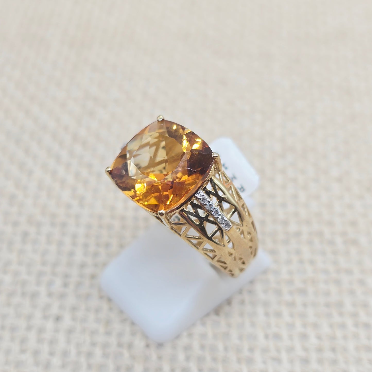 Ring Citrin 375 9 KT Gold Gr. 57