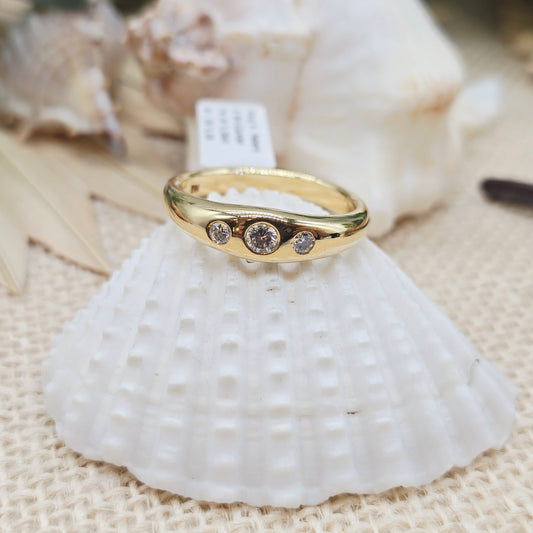 Ring 3 Brillanten TW VS 0,35ct 750 18 KT Gold Gr. 69