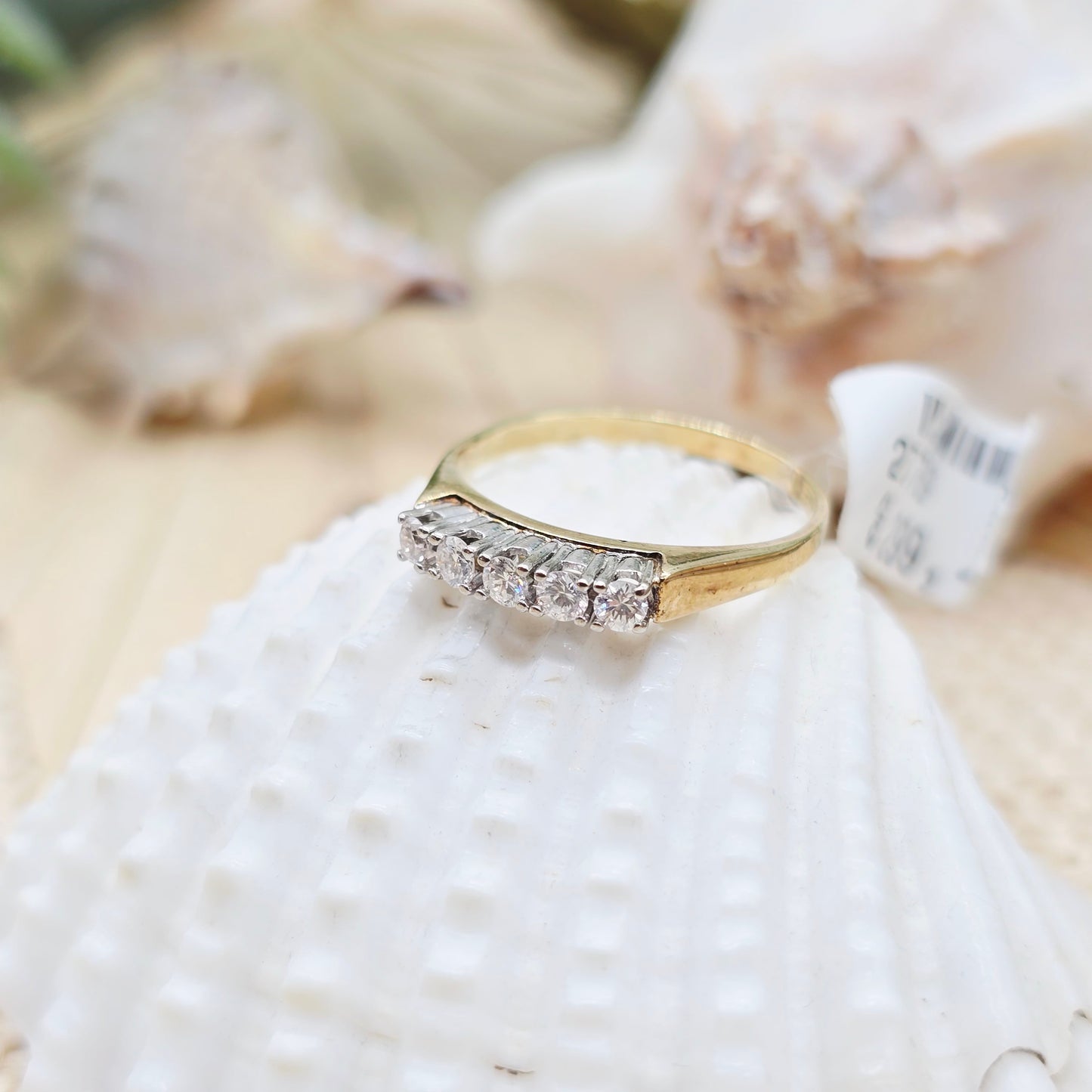 Ring Gold 585 14 KT 5 Brillanten ca. 0,15ct Gr: 51