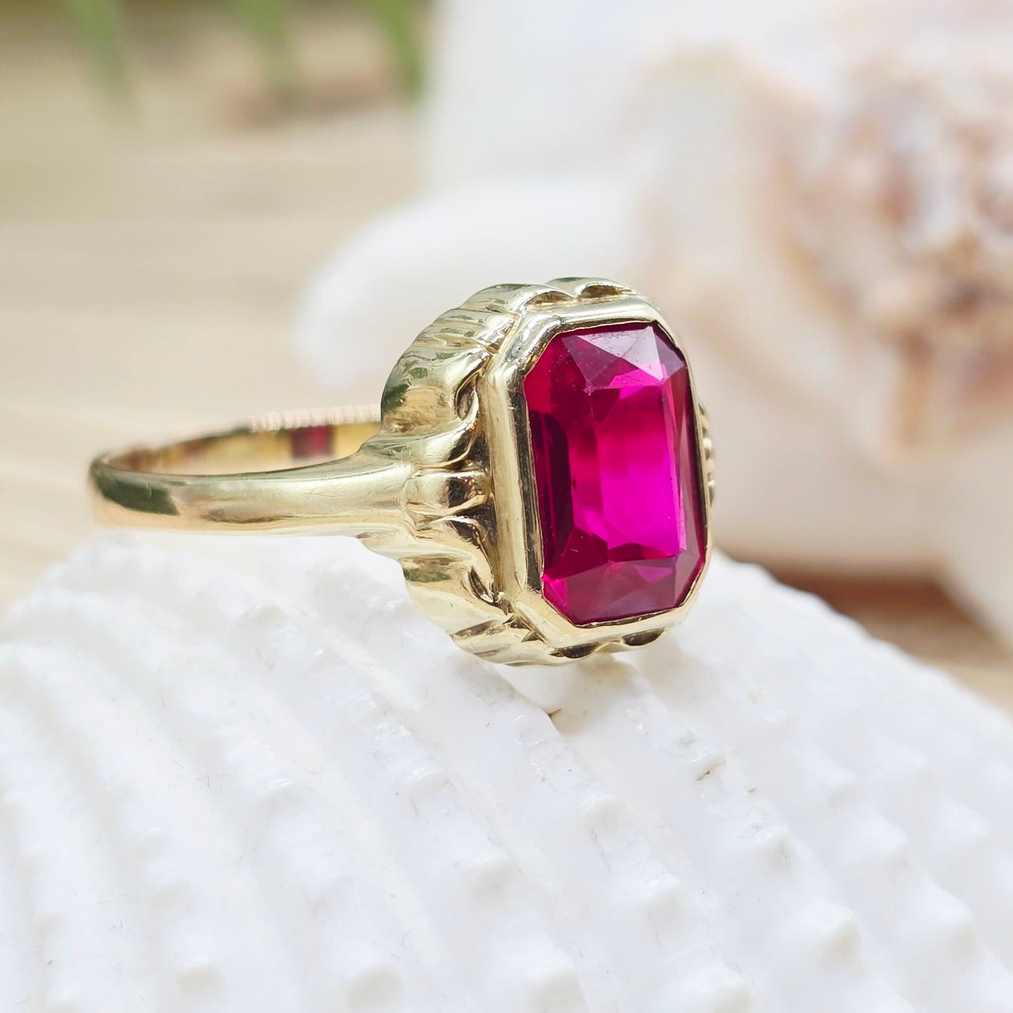Ring 585 14 KT Gold roter Spinell Gr. 59 (18,8mm)