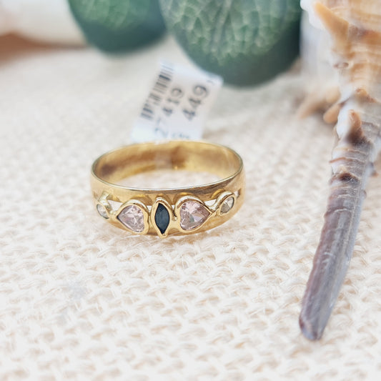 Ring Zirkonia Bunt 750 18 KT Gold Gr. 58