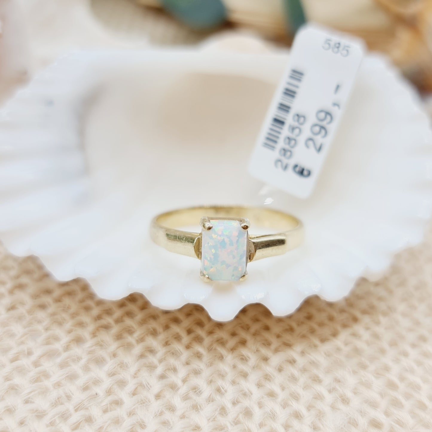 Ring Synt. Opal 585 14 KT Gold Gr. 58