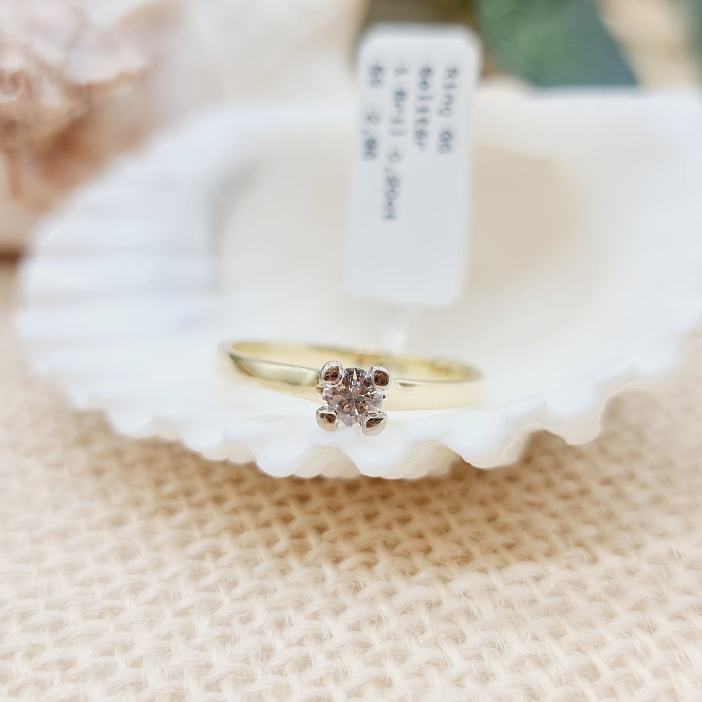 Ring Gold 585 Solitär 1 Brilliant 0,20ct 14kt Gr: 59