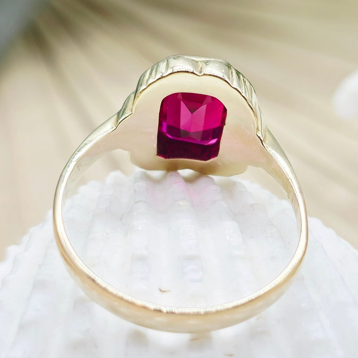 Ring 585 14 KT Gold roter Spinell Gr. 59 (18,8mm)