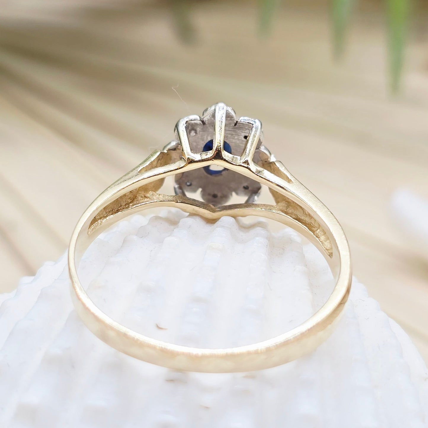 Ring 585 14 KT Gold 1 Safir, 8 Brillanten Gr. 60 (19,1mm)