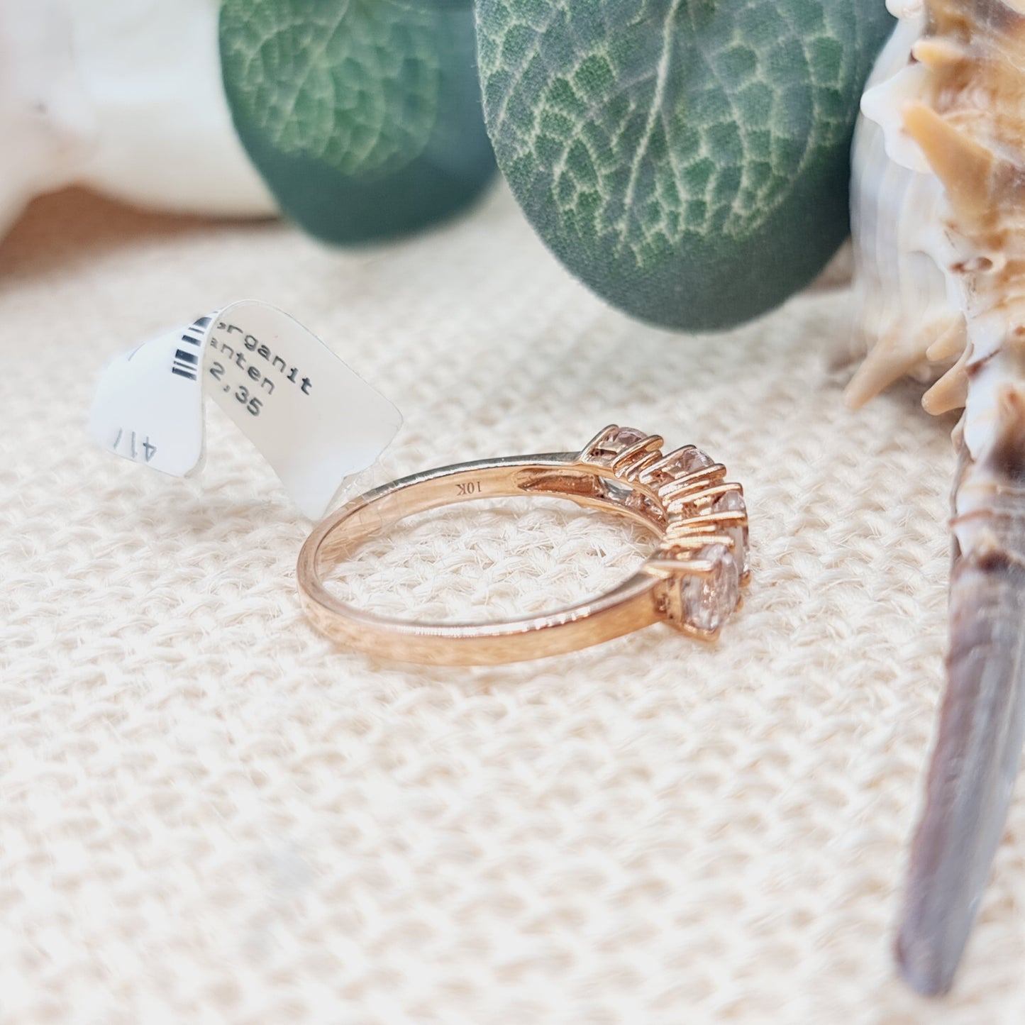 Ring Morganit Brillanten 417 10KT Gold Gr. 57