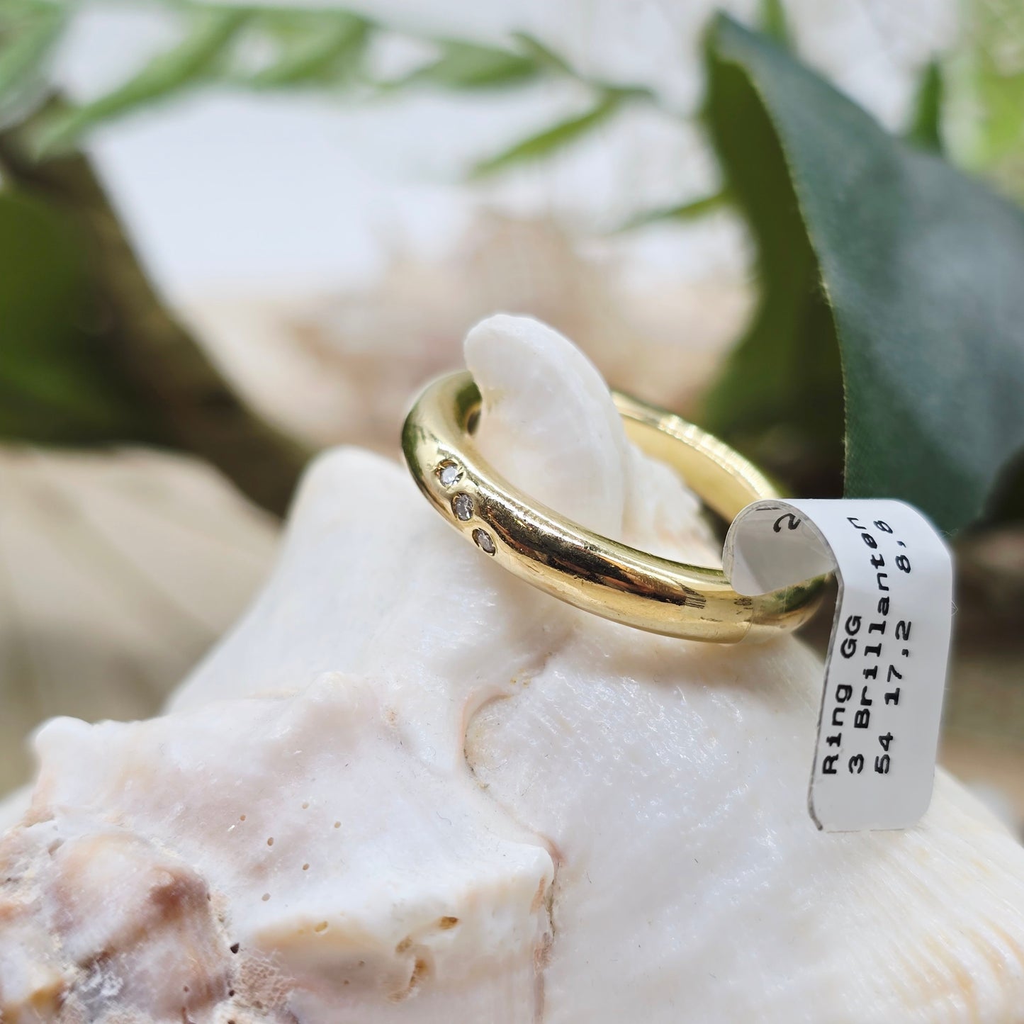 Ring Gold 750 18 KT 3 Brillanten Gr: 54