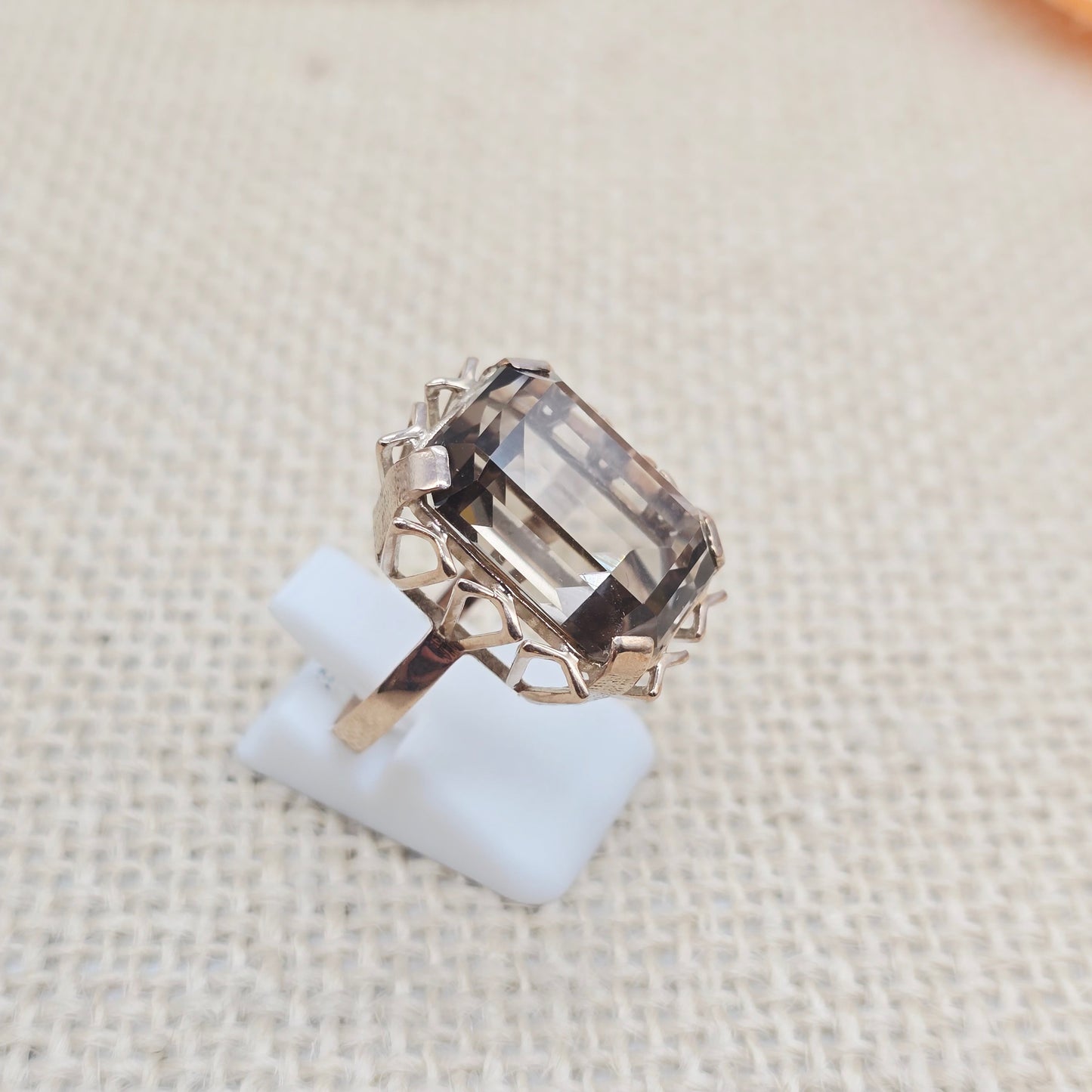 Ring Rauchquarz 333 8 KT Gold Gr. 56