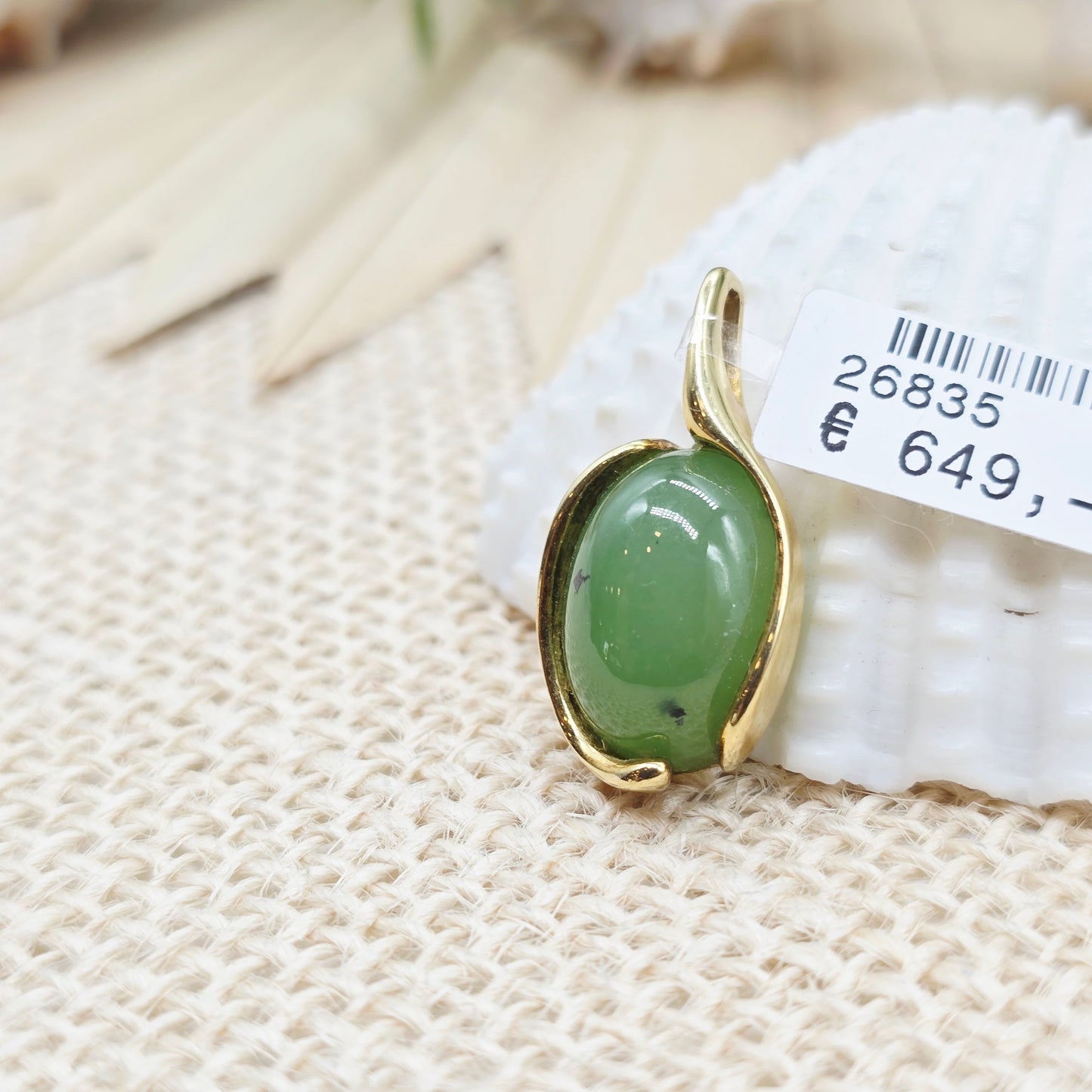 Anhänger Gold 585 14kt Jade Gr: 27*14mm