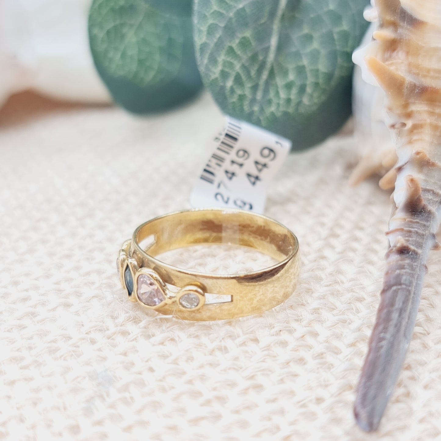 Ring Zirkonia Bunt 750 18 KT Gold Gr. 58