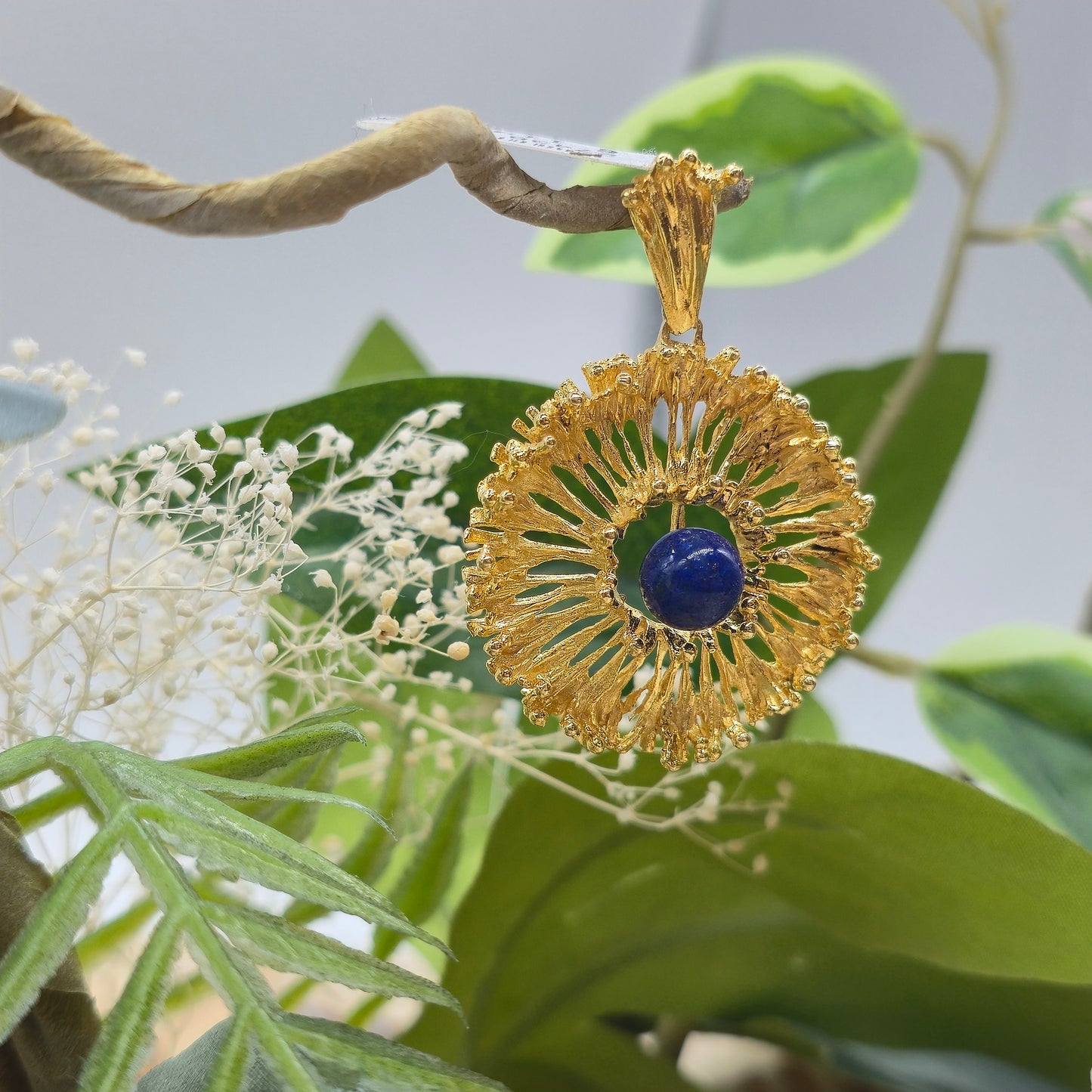 Gold Anhänger 585 14kt Sonne Lapislazuli