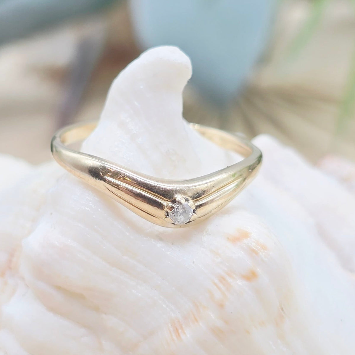 Gold Ring 1 Brillant 0,02ct 585 14KT Gold Gr: 55 (17,5mm) 1,43g