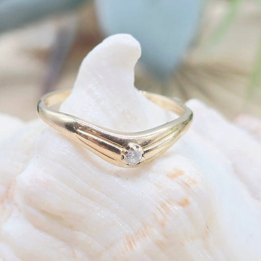 Gold Ring 1 Brillant 0,02ct 585 14KT Gold Gr: 55 (17,5mm) 1,43g