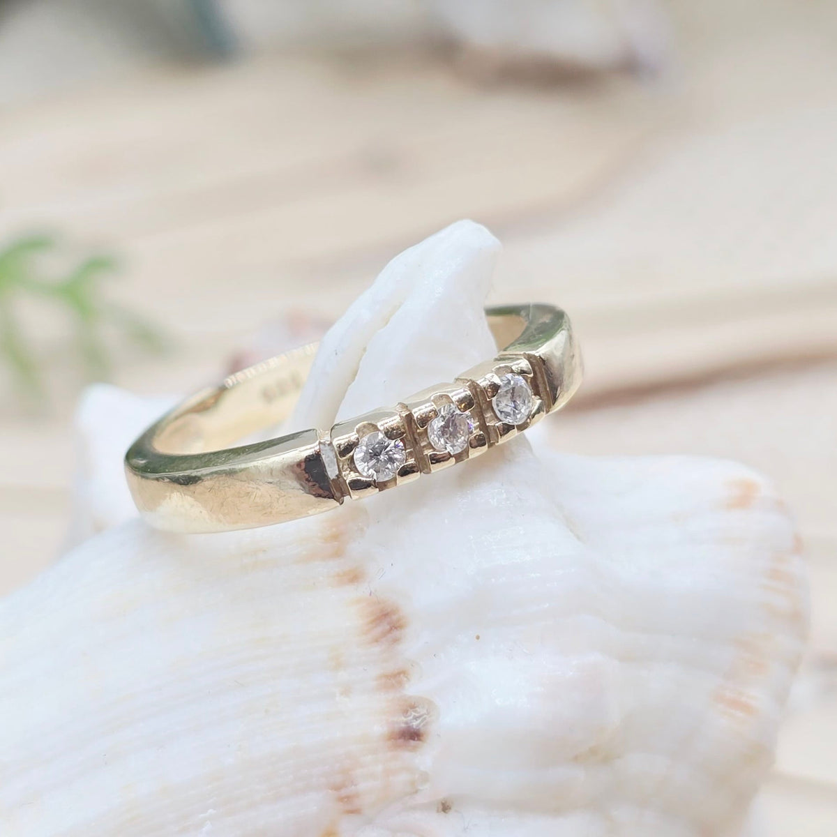 Gold Ring 3 Brillanten 585 14KT rotgold Gr: 55 (17,5mm) 2,88g