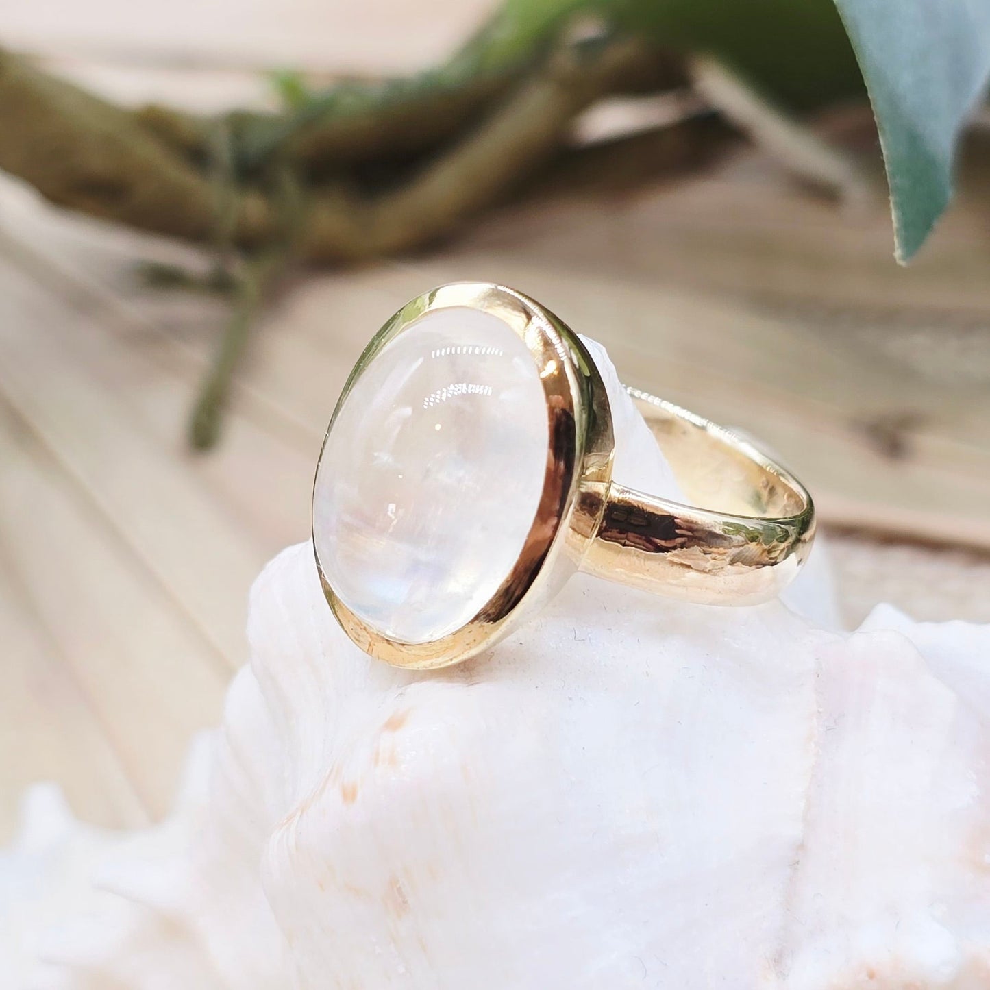 Ring Gold 585 14 KT Mondstein Gr: 58