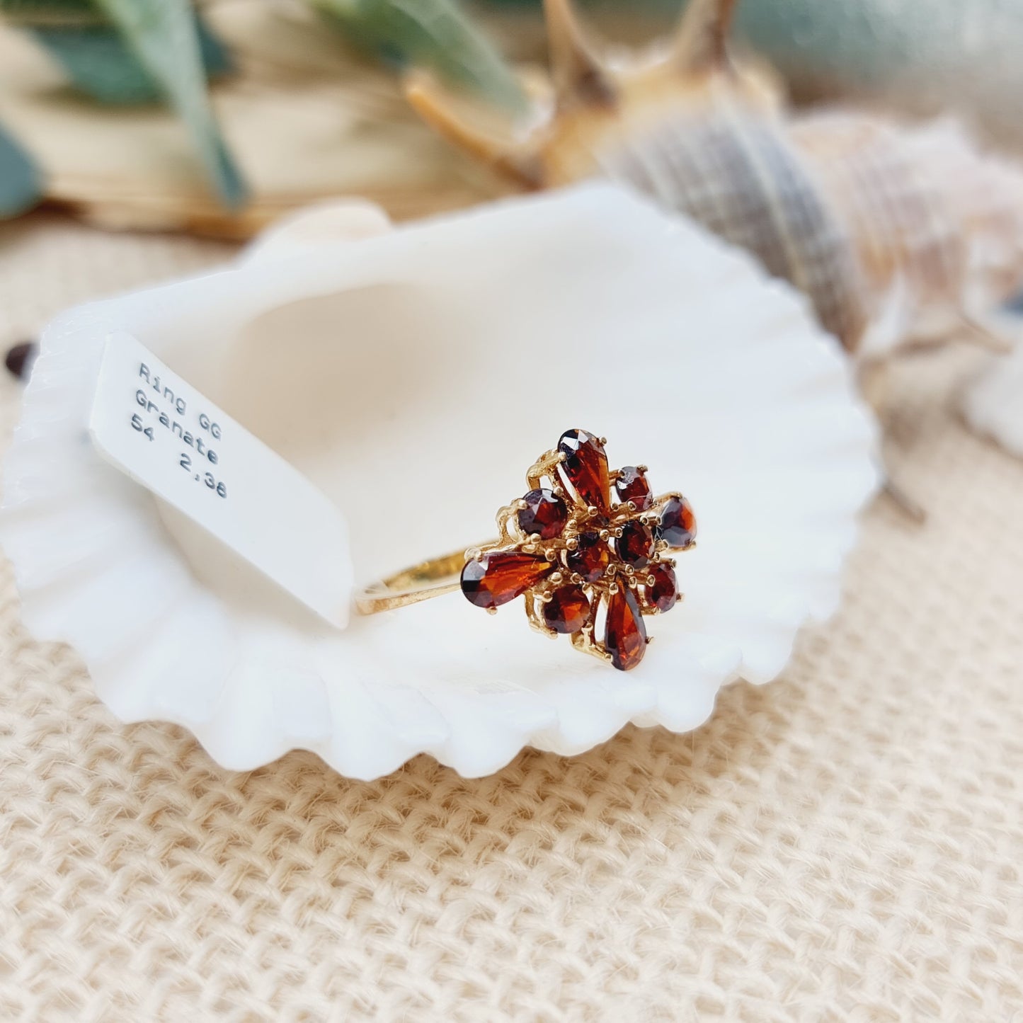 Ring Granat 585 14 KT Gold Gr. 54