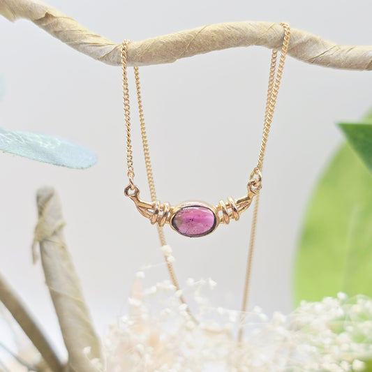 Collier Gold 333 8kt Granat Chabochon Länge 41cm