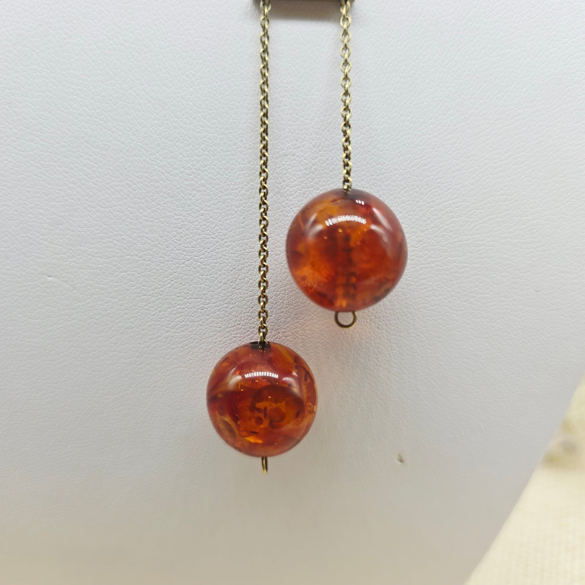 Gold Collier 585 14kt Bernsteinkugeln 58cm/16mm 10,25g