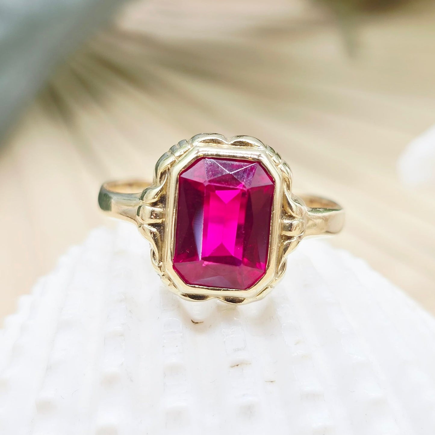 Ring 585 14 KT Gold roter Spinell Gr. 59 (18,8mm)