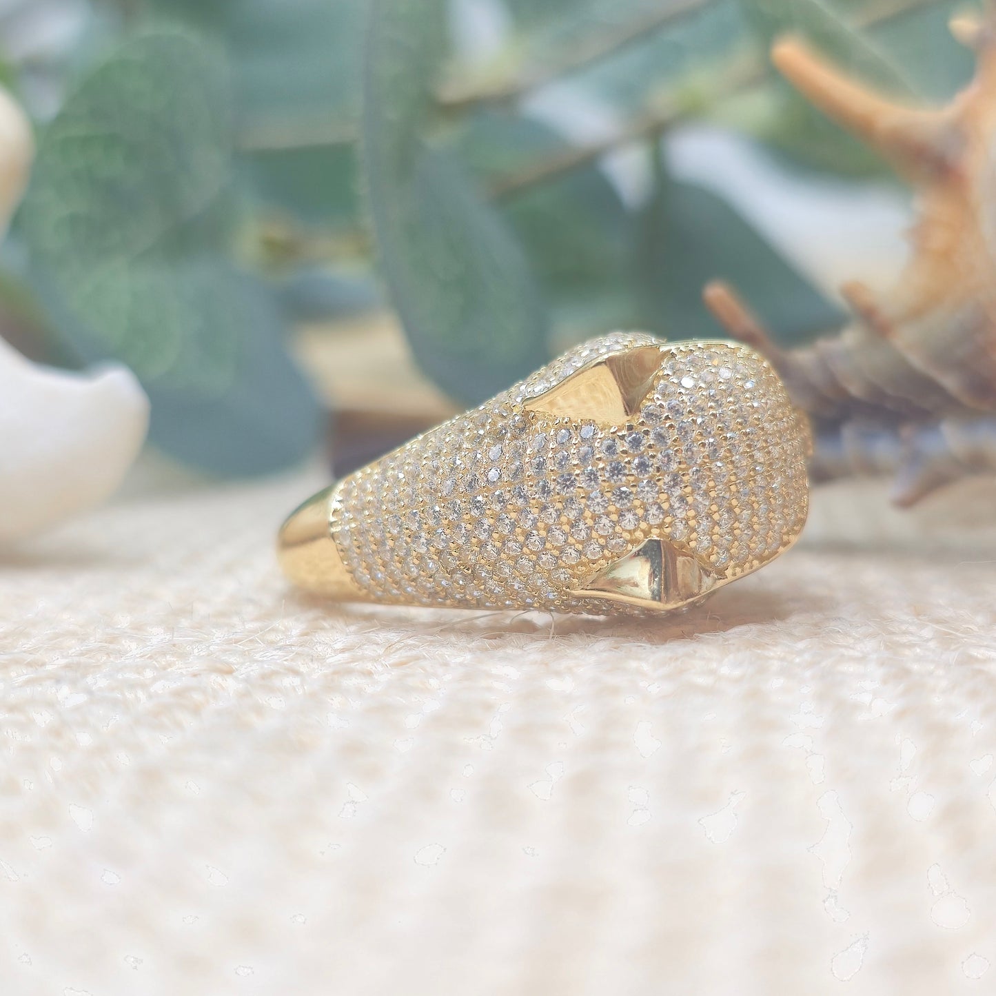 Ring Gepard Zirkonia 585 14 KT Gold Gr. 56