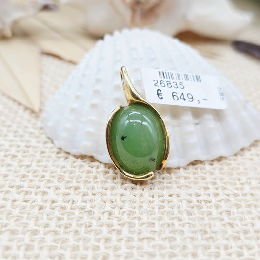Anhänger Gold 585 14kt Jade Gr: 27*14mm