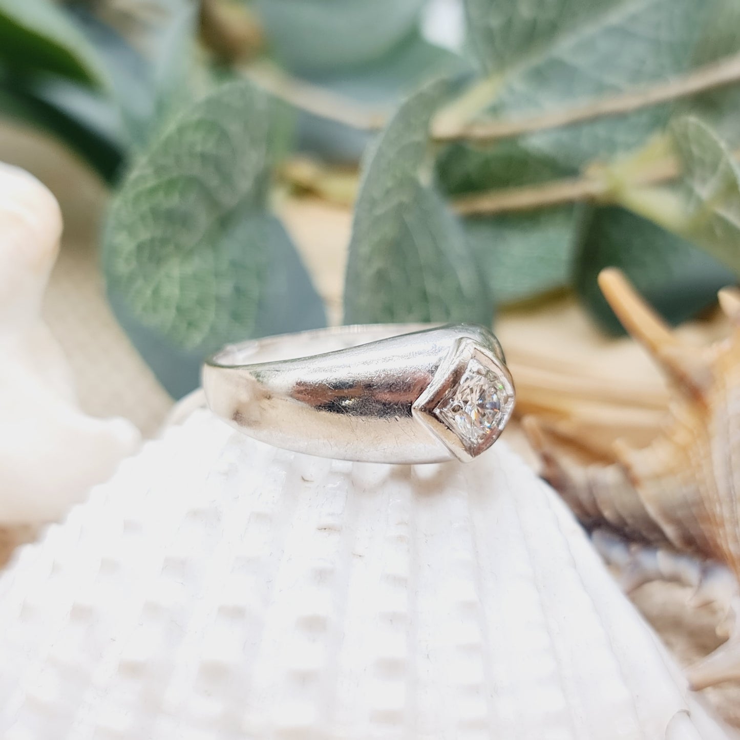 Ring Weißgold 1 Brillant 0,38ct 585 14 KT Gold Gr. 58