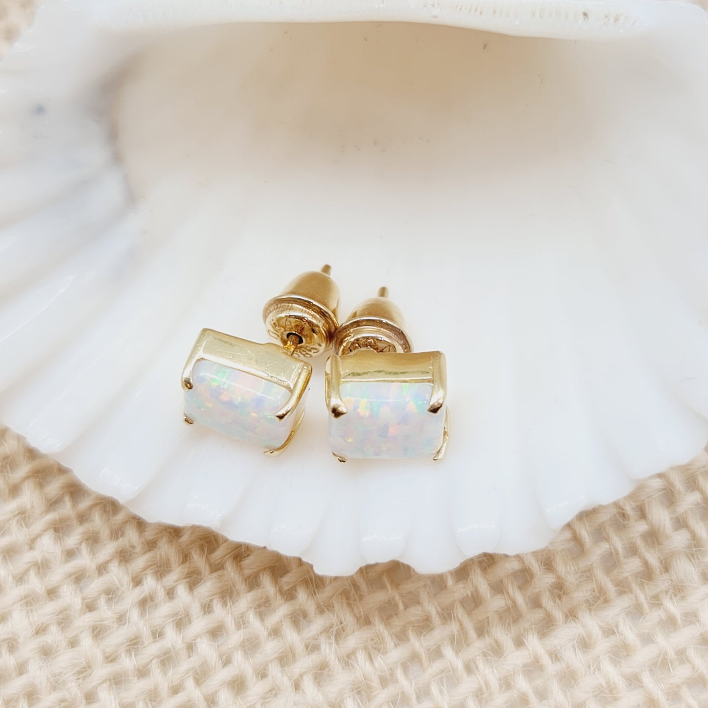 Ohrringe 585 14 KT Gold Synth. Opal
