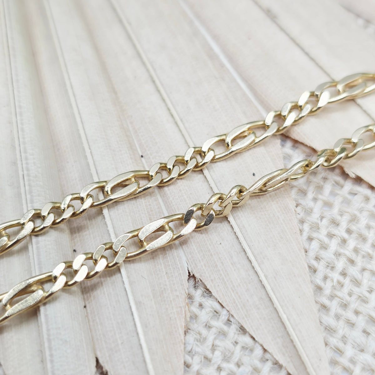 Gold Kette 585 14kt Figaro 3,8mm 45cm 15,54g