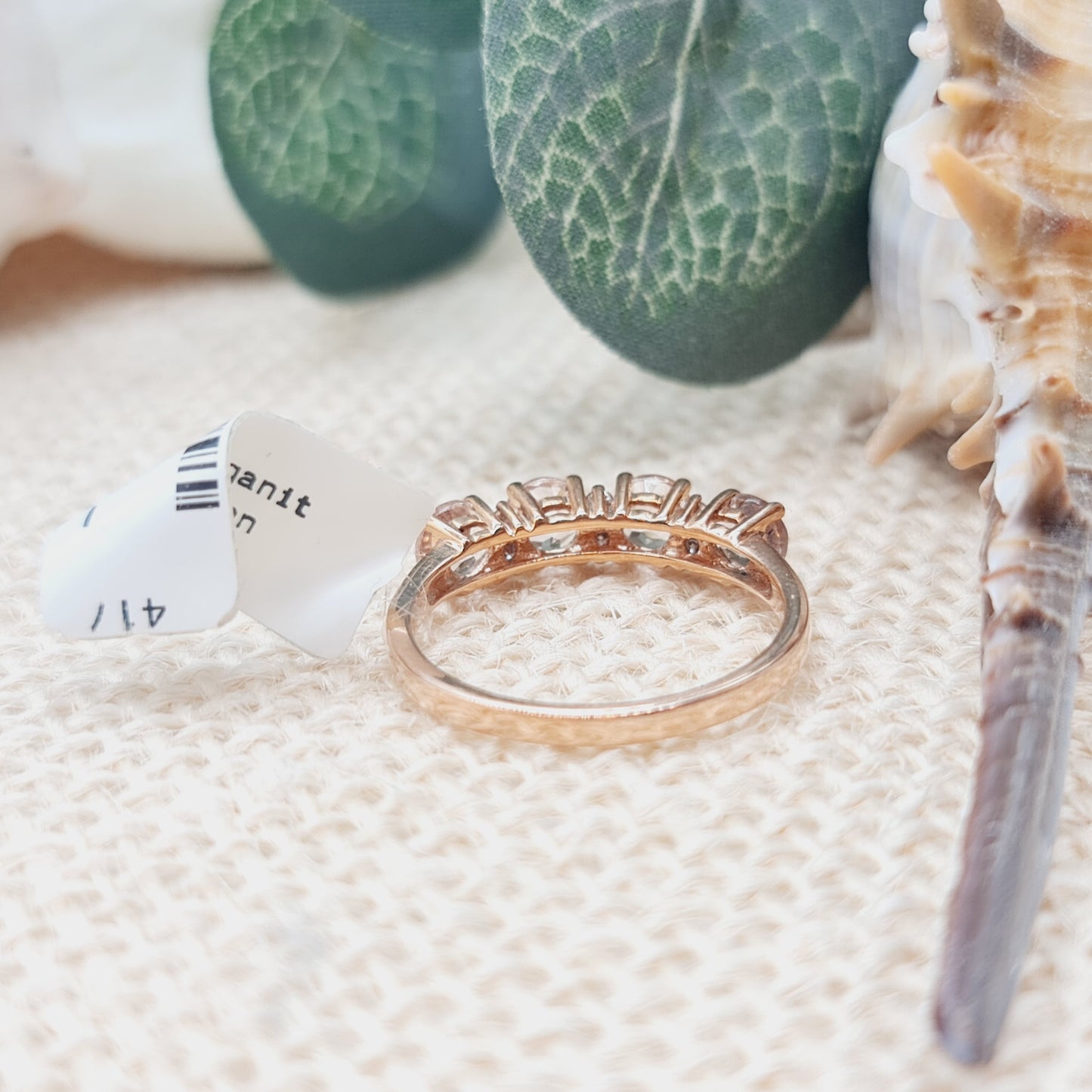 Ring Morganit Brillanten 417 10KT Gold Gr. 57