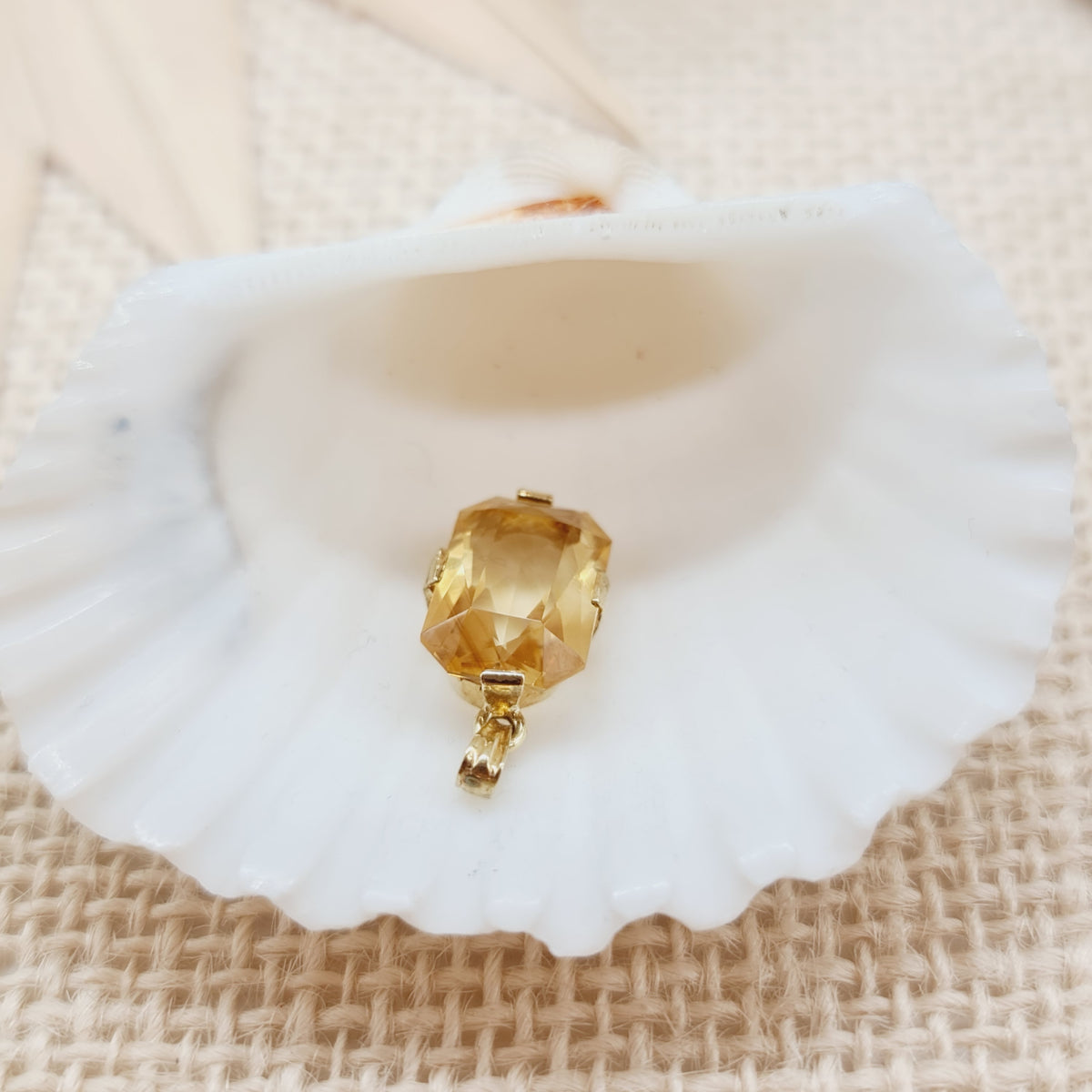 Anhänger Gold 333 8kt Citrin Gr: 23*11mm
