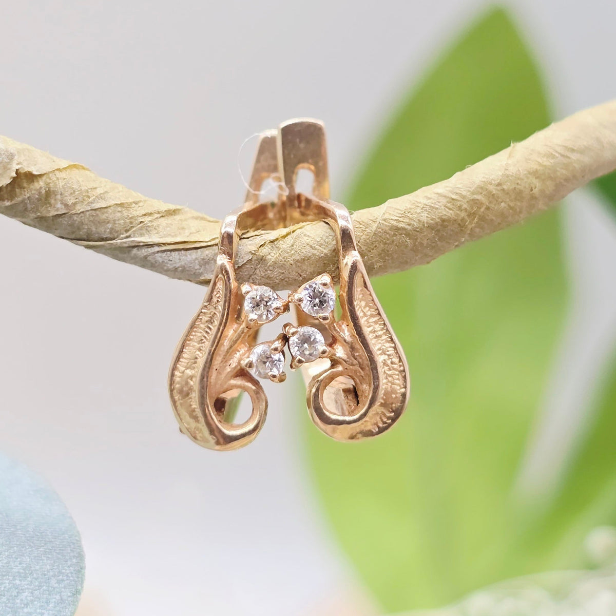Ohrringe Rotgold 585 14kt Zirkonia Geschwungen Gr:12*6mm