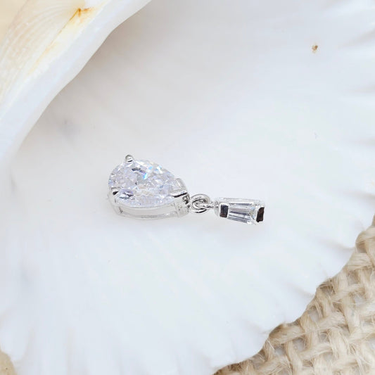 Anhänger Weißgold 375 9kt Zirkonia Tropfen Gr: 15*5mm