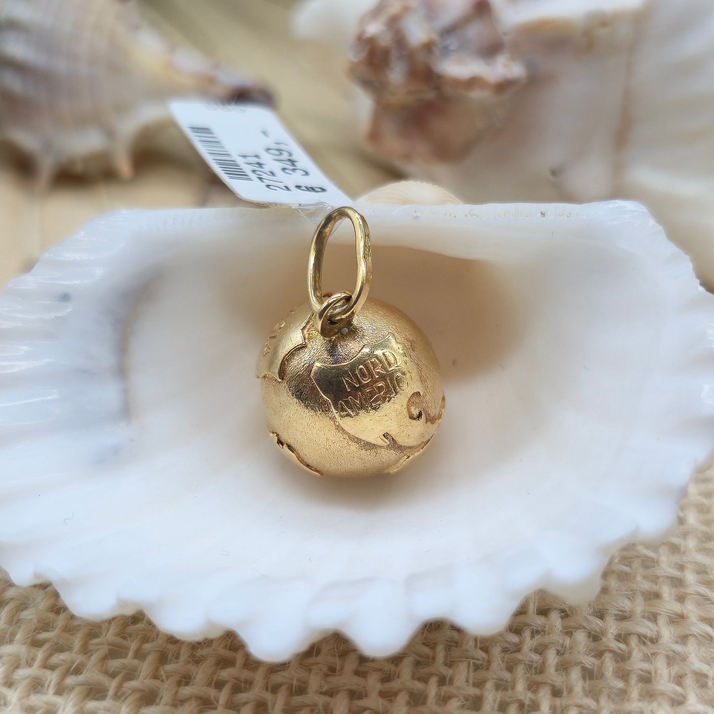 Anhänger Gold 585 14kt Weltkugel Gr: 26*16mm