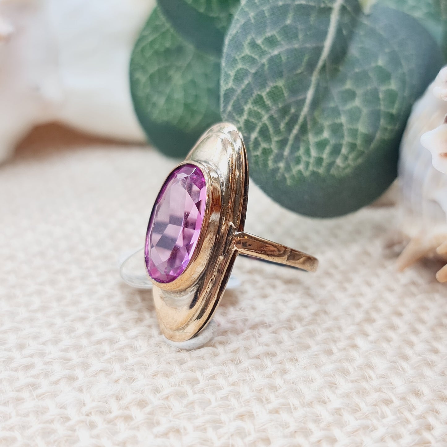 Ring pinker Spinell 333 8KT Gold Gr. 52