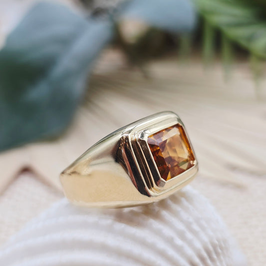 Ring 585 14 KT Gold Citrin Gr: 57