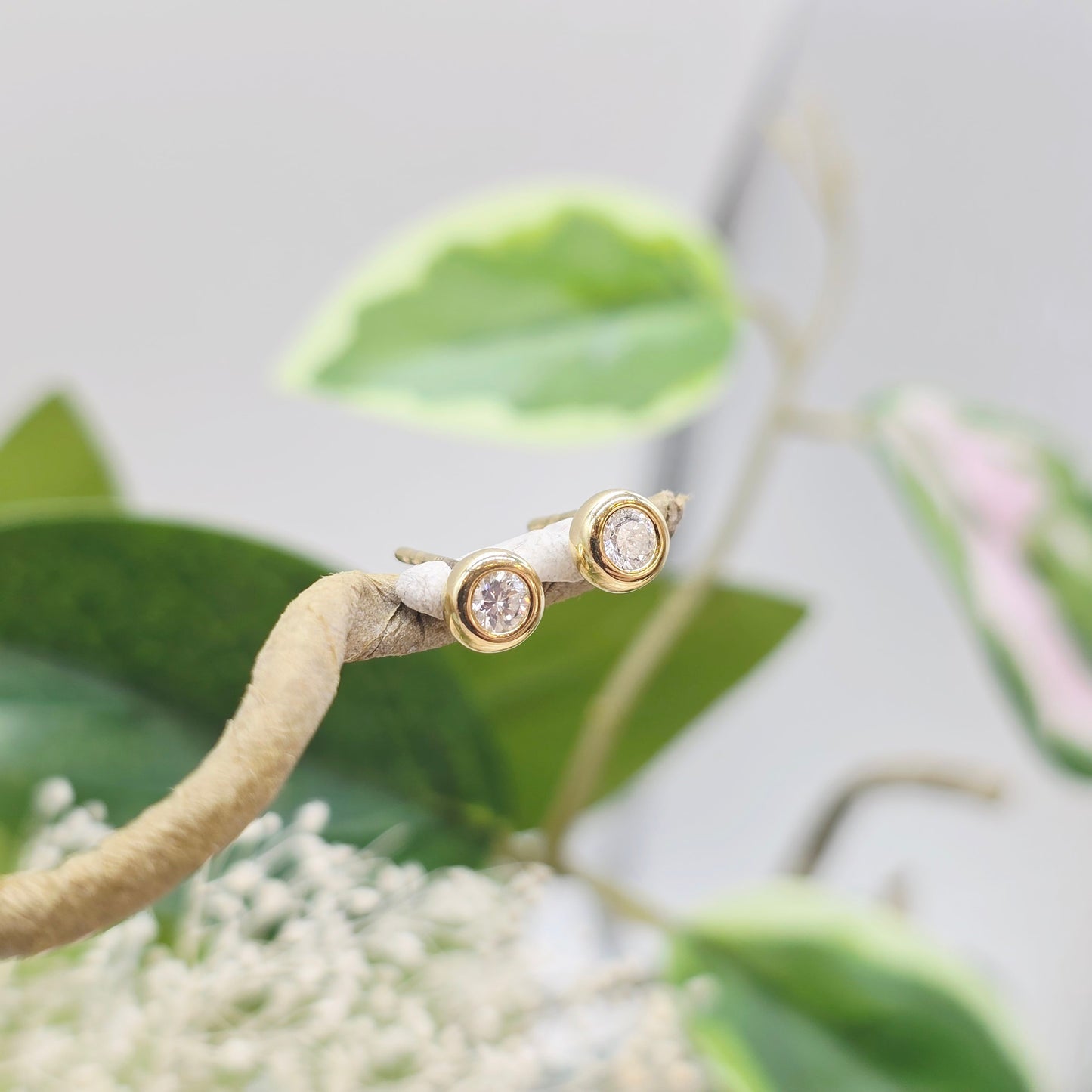 Ohrstecker mit Solitär Brillanten ca. 0,20ct aus 585 14kt Gelbgold