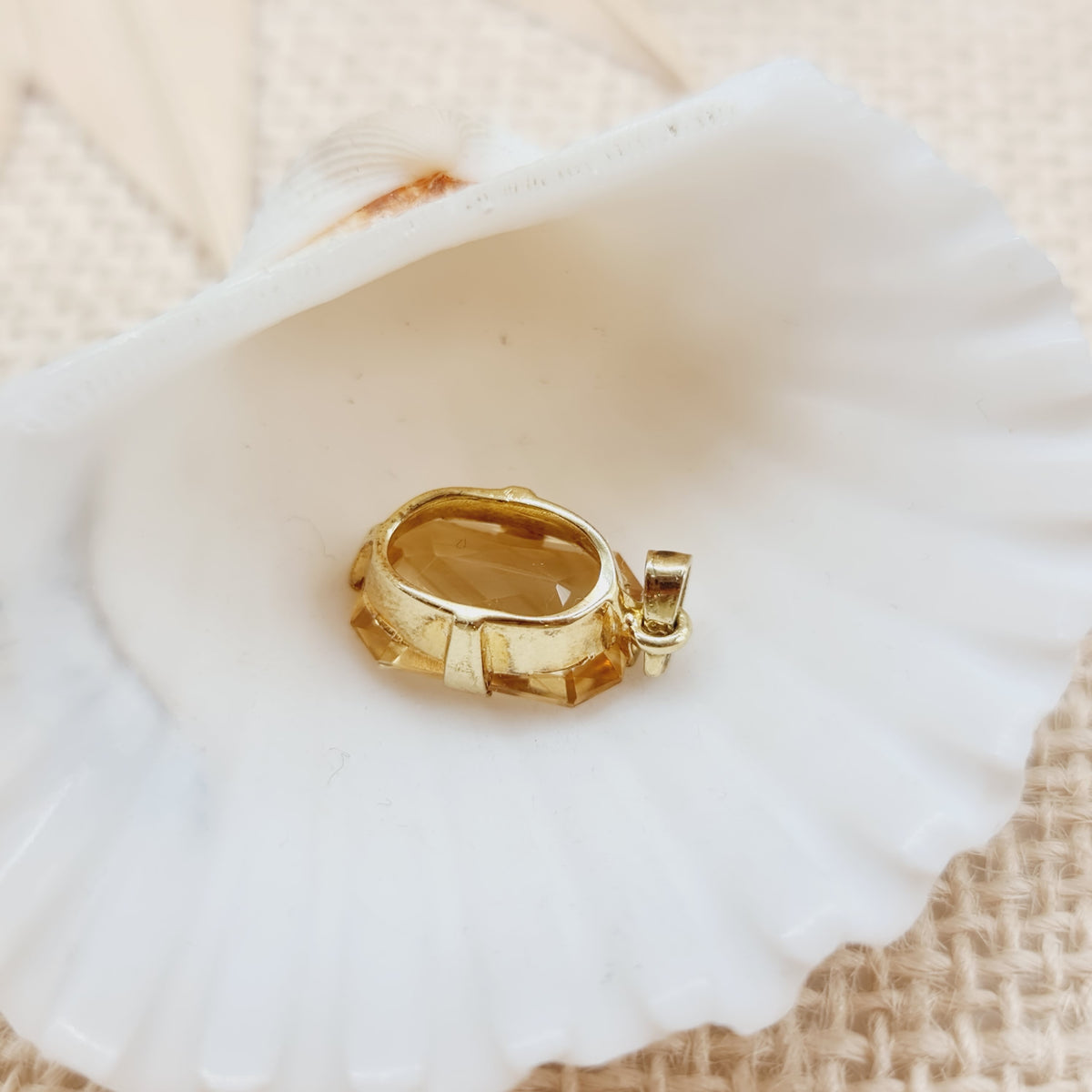 Anhänger Gold 333 8kt Citrin Gr: 23*11mm