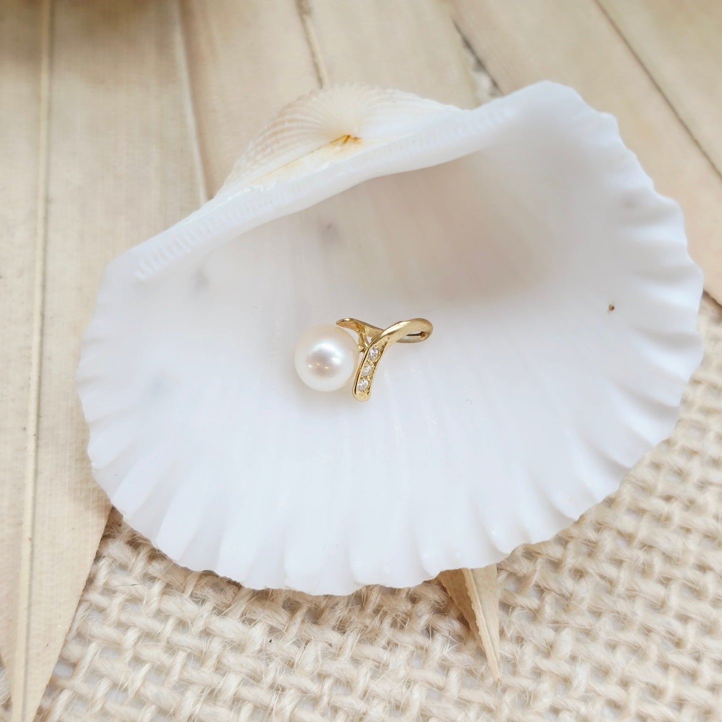 Anhänger Gelbgold 375 9kt Zirkonia Perle Gr: 11*6mm