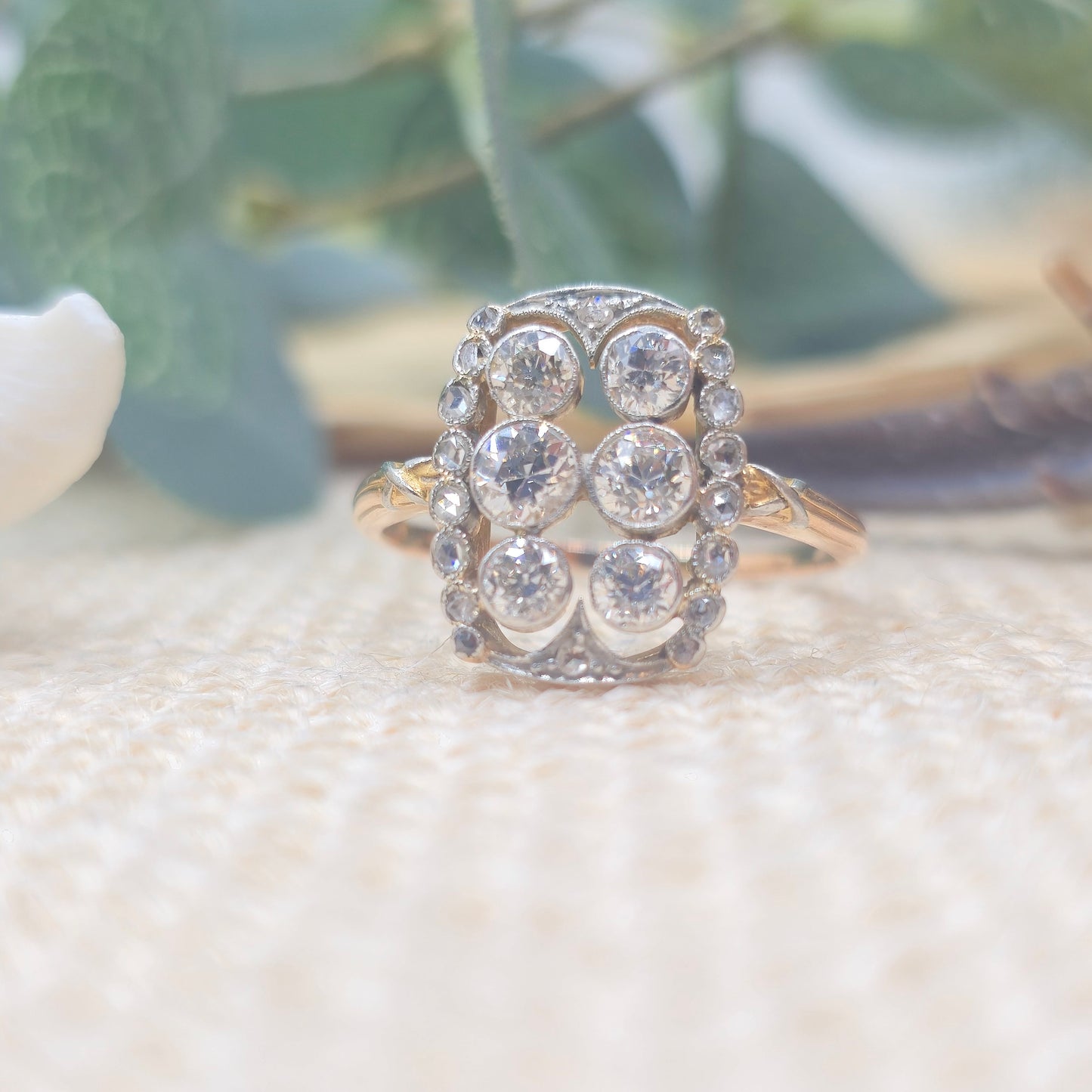 Ring Antike Brillant altschliff 585 14 KT Gold Gr. 60