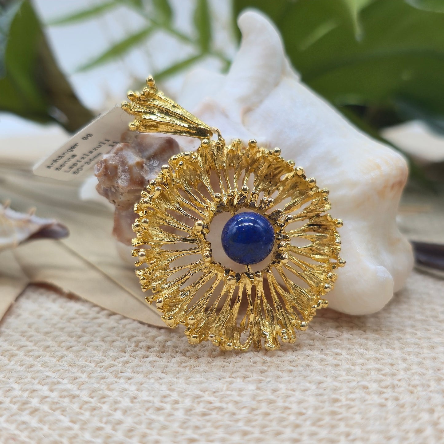 Gold Anhänger 585 14kt Sonne Lapislazuli
