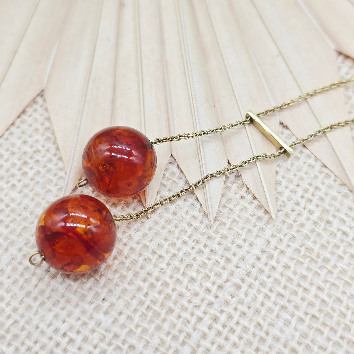 Gold Collier 585 14kt Bernsteinkugeln 58cm/16mm 10,25g