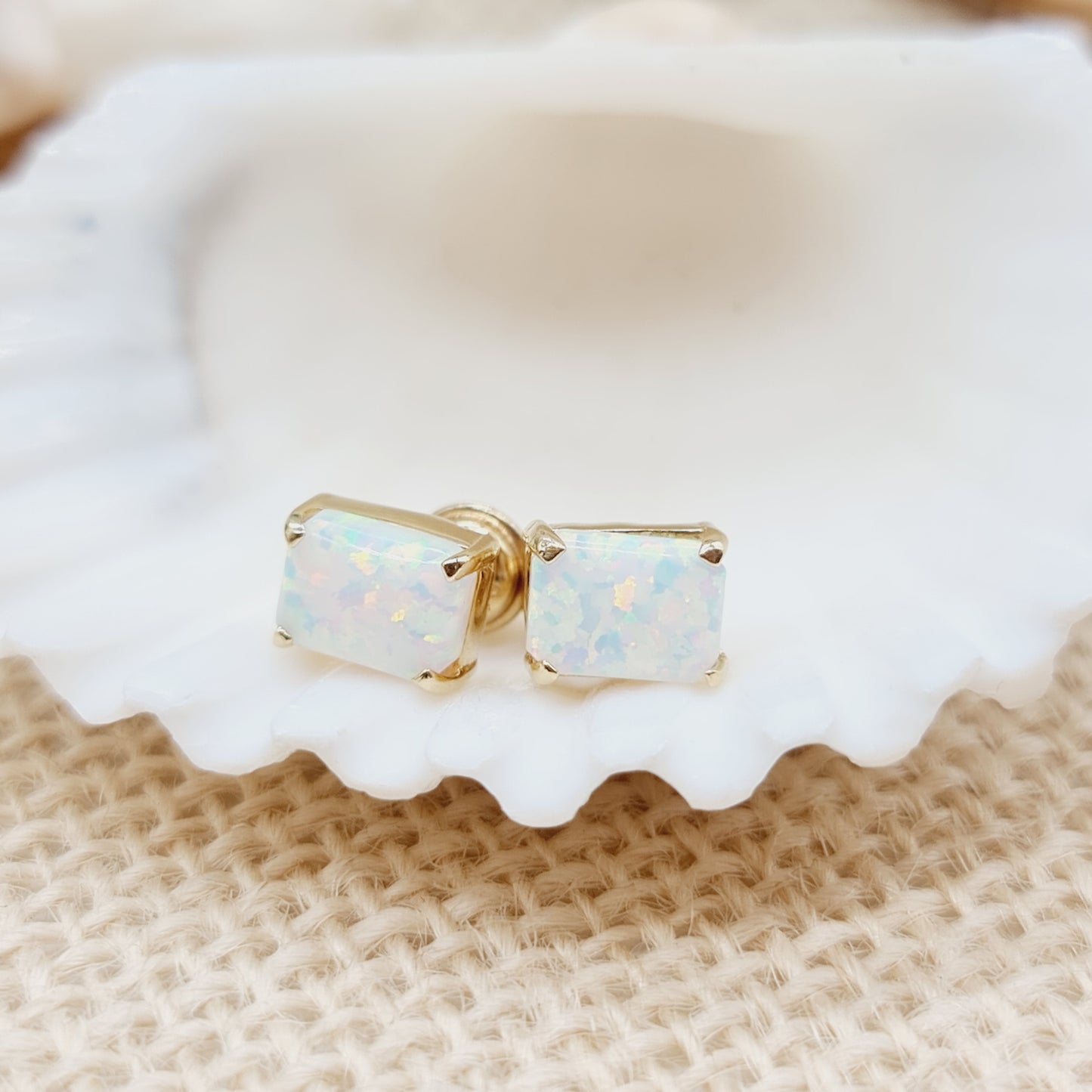 Ohrringe 585 14 KT Gold Synth. Opal