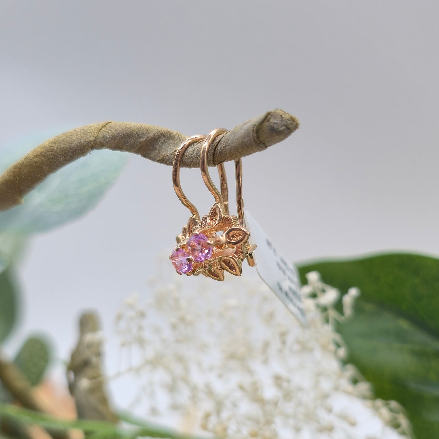 Gold Ohrringe Rotgold 585 14kt Zirkonia Pink