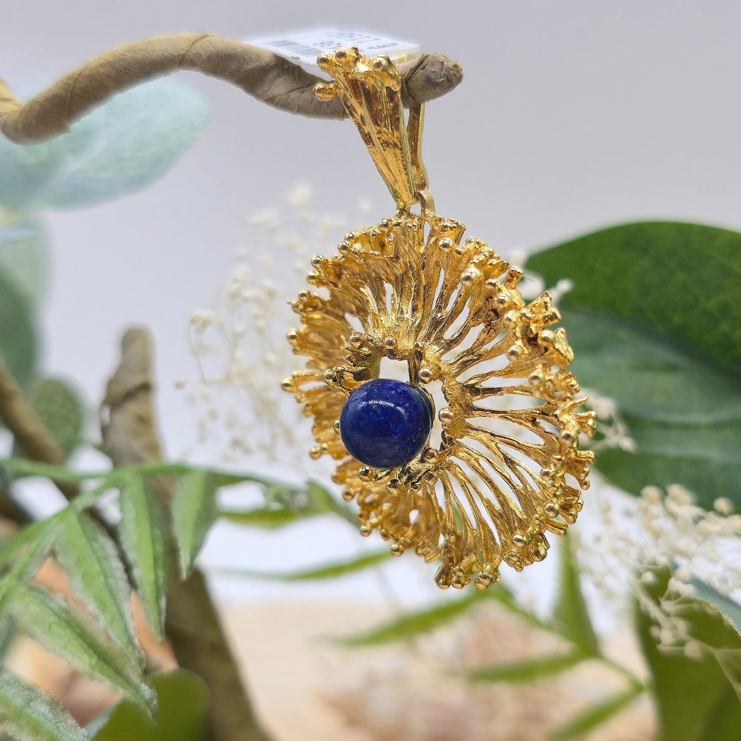 Gold Anhänger 585 14kt Sonne Lapislazuli