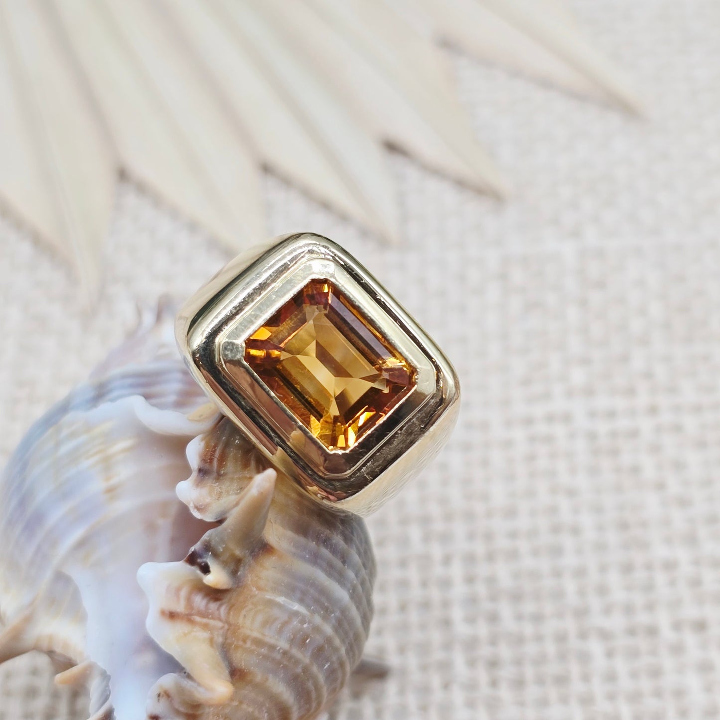 Ring 585 14 KT Gold Citrin Gr: 57