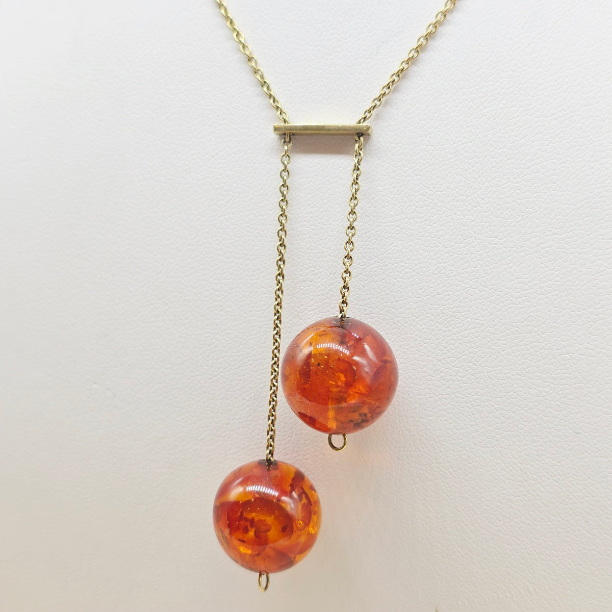 Gold Collier 585 14kt Bernsteinkugeln 58cm/16mm 10,25g