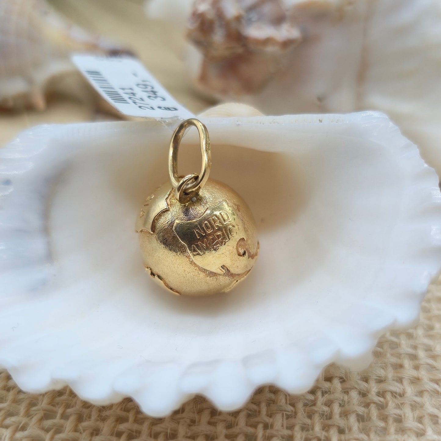 Anhänger Gold 585 14kt Weltkugel Gr: 26*16mm